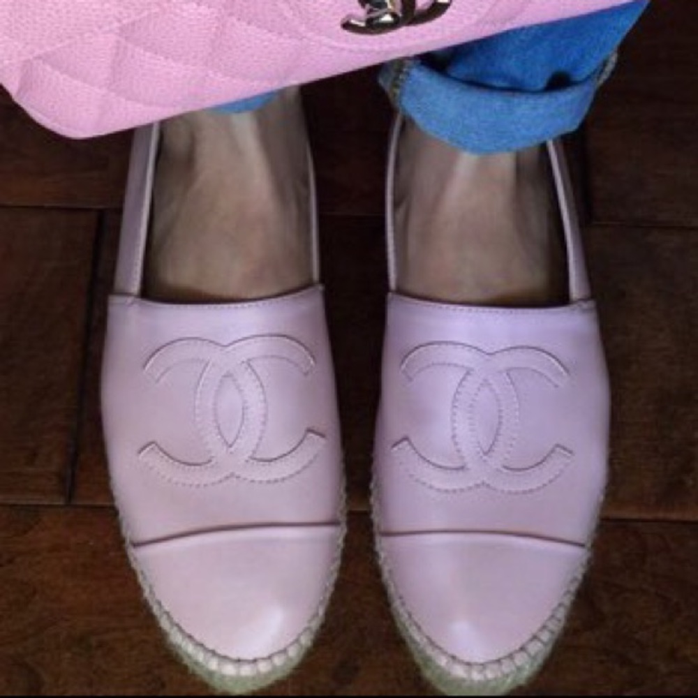 Auth Chanel Light Pink Espadrilles flats size 8